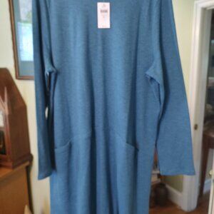 Jersey like tunic, new with tags, blue with front pockets